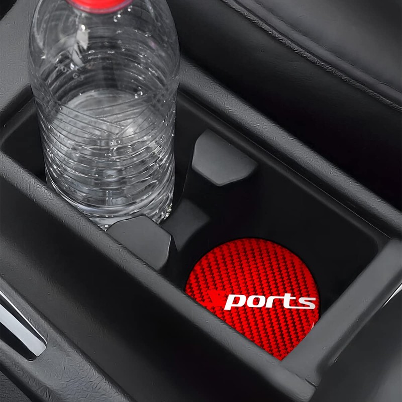 BESULEN Car Cup Holder Coaster, 4 PCS Carbon Fiber Non-Slip
