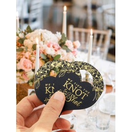 Summer-Ray - 50 etiquetas para colgar botellas de licor con texto en inglés "We Tie The Knot so Have a Shot", color negro brillante