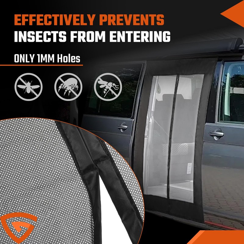 GEARCELL Magnetic Mosquito Net fit For VW T5 T6 Only,