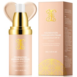 Foundation 4 in 1 - Medium Spectrum with SPF 50+, Foundation 4 in 1, Hydrating Color Changing Foundation, Concealers Waterproof & Longwearing, Light Spectrum for Gym, Sport, Dancing