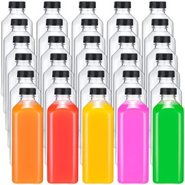 Didaey 30 Pieces 33 oz Plastic Juice Bottles with Caps Bulk, Clear Empty Juice Bottles with Lids, Reusable Beverage Containers for Freezer, Fridge Juice, Milk, Smoothies, Drinking Beverages (Black)