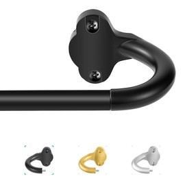 TVWOO Wrap Around Curtain Rods,Black Curtain Rods 28 to 48 Inch,5/8 Inch Adjustable Blackout Curtain Rod Set,Room Darkening Single Window Rod,Metal Thicken Hidden Curved Drapery Rod 28-48",Matte Black