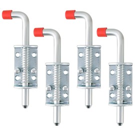 FLKQC Spring Loaded Latch Pin, Metal Lock Barrel Bolt Spring Loaded Locking Latch 6.5" Long, Stainless Steel Barrel Bolt for Gate Shed Door Tailgate Trailer Garage (4 Pack)