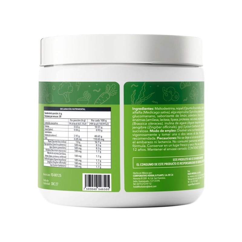 Fibra Natural Enzimas Vegetales con antioxidantes 180g