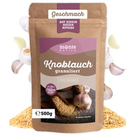 Monte Nativo Garlic Granules (500 g) - Dried Garlic Granules in Premium Quality - Pure Garlic Granules Ideal for Cooking - Garlic Powder