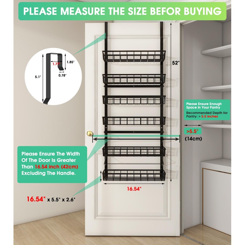 Mefirt Over The Door Pantry Organizer, Pantry Storage and Organization,