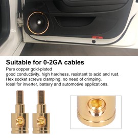 Terminal,Fydun 2pcs 0GA Wire Reducer Terminal Connector 1/0 Gauge to 4 Gauge Cable Reducer Pure Copper Gold Plated Amp Input Reducer Adapter for Car Audio Amplifier Modification
