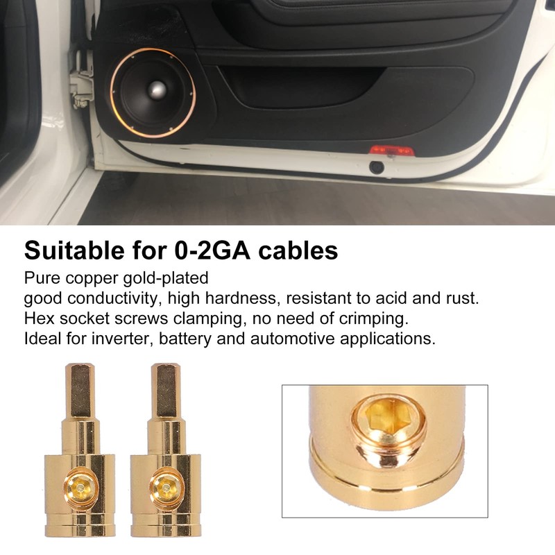 Terminal,Fydun 2pcs 0GA Wire Reducer Terminal Connector 1/0 Gauge to