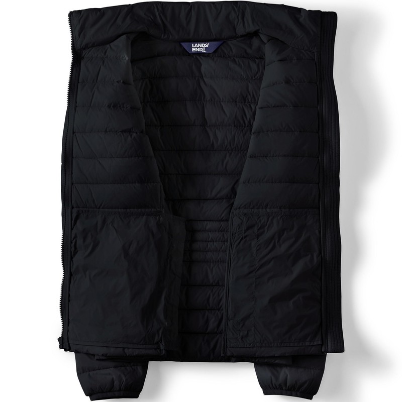 Lands' End Women's Petite Wanderweight Packable Down Jacket Large Black