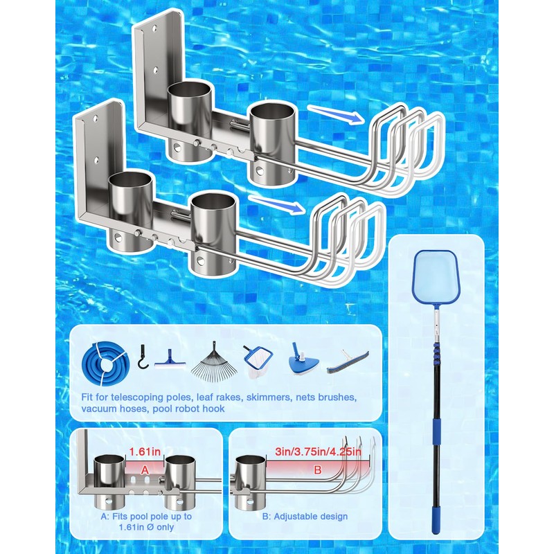 Juecity Pool Fence Hooks Stainless Steel Pool Hanger Heavy Duty