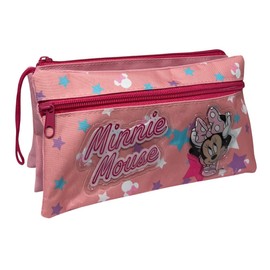 CARTOON Tombolino 3 Compartments School Pencil Case Multi-Compartment Stationery Organizer Pen Holder Pencils Colours, Minnie Mouse, Bag Organizer