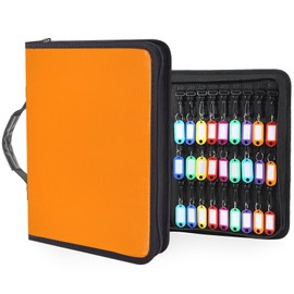 Ehoehu Key Organizer with Handle, Zippered Key Case, Fireproof and Waterproof Key Binder with 54 Hooks and Tags Portable Key Storage Book for Offices Real Estate Agencies Hotels and Rental Management