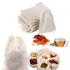 20Pcs Spice Bags,Reusable Sachet Drawstring Cotton Packing Bags, 8x10CM Straining Cheesecloth Cold Brew Coffee Bags,Tea Filter,Dried Herbs,Cooking,Soup,Natural Cotton Sachet