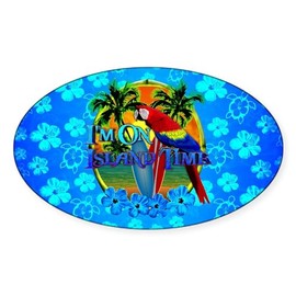 CafePress Island Time Surfing Blue Hibiscus Sticker Oval Car Bumper Sticker
