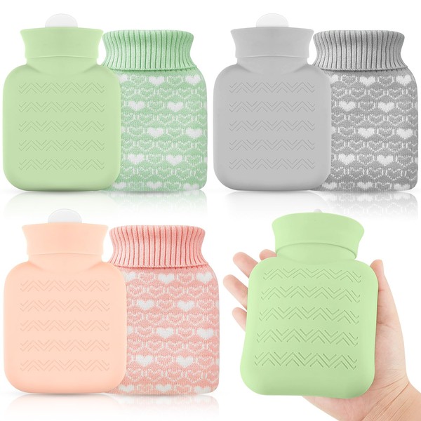 3 Pcs Mini Hot Water Bottle Silicone Hot Water Bottle with Cover Microwave Baby Water Bottles Small Hot Water Bag for Kids Travel Pain Relief Holiday Gifts