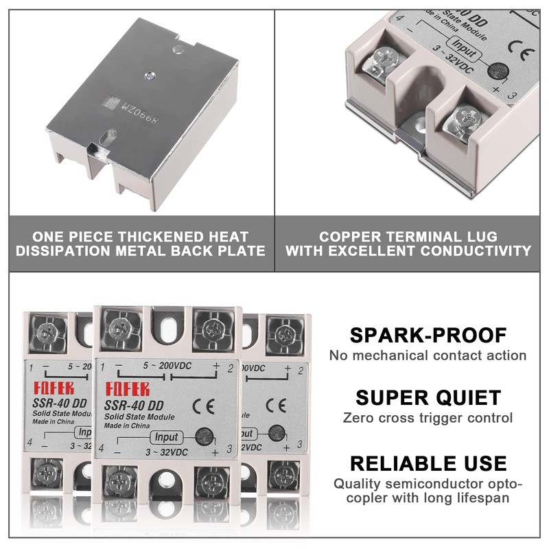 Alinan 2pcs SSR-25DD Solid State Relay DC to DC Input