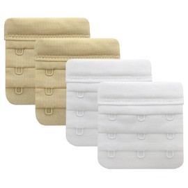 LeonHien Women's Bra Extenders 3 Hook, Soft and Comfortable Bra Strap Extension (Bra Extender 3 Hook White/Beige)