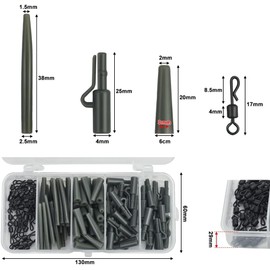 Hsthe Sea 40pcs Carp Fishing Accessories Set, Carp Fishing Tackle in Box, Include Anti-tangle sleeve, Quick Change Swivel, Plastic Lead Clip, Rubber Fishing Swivel Snaps Kit for Outdoor Fishing