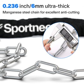 Sportneer 6mm Thick High Security Anti Theft Bike Chain Lock with Keys - 3.2ft Long Heavy Duty Anti for Bike, Motorcycle, Bicycle, Door