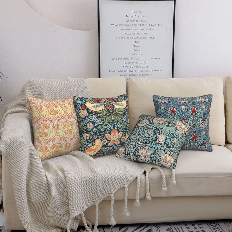HOSTECCO William Morris Pillow Covers 45x45 cm Pack of 4