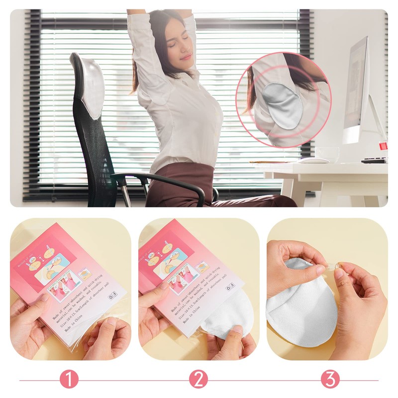 4 Pairs Underarm Sweat Pads Reusable Armpit Absorbing Guards Washable