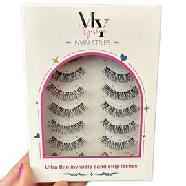 My Eyeshine Invisi-strip Lashes 7 Pairs Pre-Mapped Strips Ultra Thin Design (GLUE SOLD SEPERATELY) - Natural strip lashes: Natural black 12-16mm