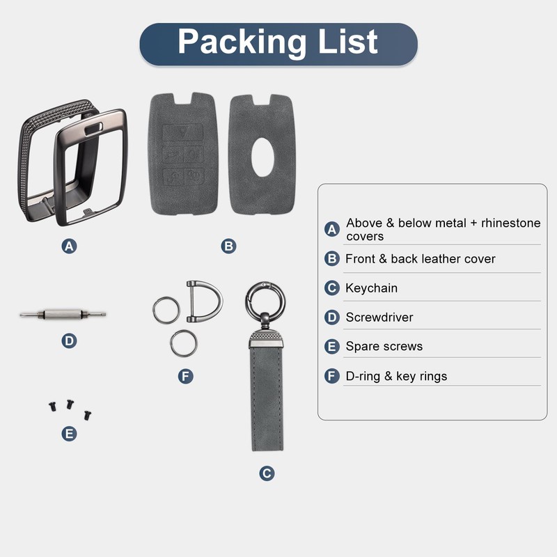 YO&YOYE for Land Rover Key Fob Cover with Keychain Leather
