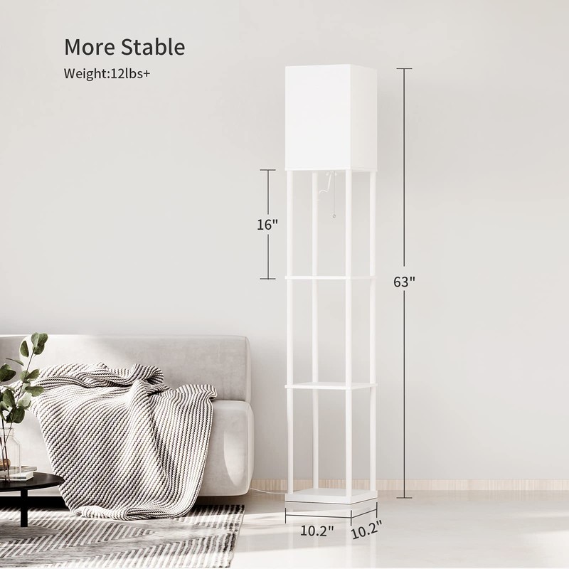 SUNMORY Shelf Floor Lamp with 3-Way Dimmable LED Bulb, Modern