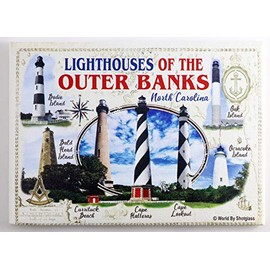 World By Shotglass North Carolina Lighthouses of Outer Banks Fridge Collector's Souvenir Magnet 2.5" X 3.5"