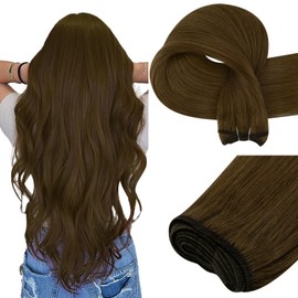 Easyouth Sew in Hair Extensions Real Human Hair Brown Butterfly Weft Hair Extensions Human Hair Chocolate Brown Human Hair Extension Sew in for Long Straight Hair 22Inch 100G