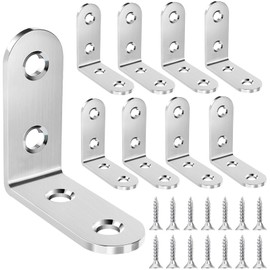 Pack of 20 Angle Connectors, Angle Stainless Steel Metal Angle 90 Degrees 40 x 40 mm, Small Angle with 80 Pieces Screws for Mounting Angle Bracket Furniture Table Chair Bookshelf (Silver)