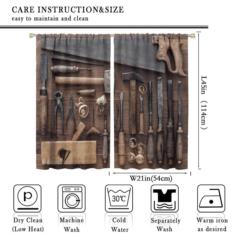 Industrial Tools Theme Curtain, Craft Equipment with Carpenter Pattern of