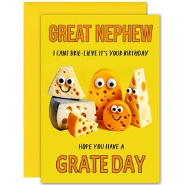 Great Nephew Cheesy Birthday Card - Large A5 Size - Cheese Funny Birthday Cards for Great Nephew