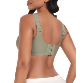 Ganado Seamless Wireless Bras for Women Full Coverage No Underwire Supportive Bras Padded T Shirt Bra Comfort Bralette (Green, Medium)