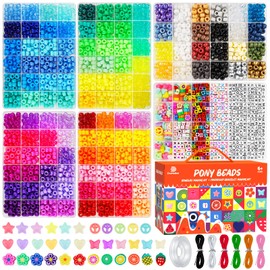 Dowsabel 120 Colors Pony Beads Bracelet Making Kit, Beads for Jeweley Making with Letter Beads Candy Beads, DIY Arts and Crafts Christmas Birthday Gifts Toys for Kids Age 6-13