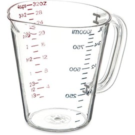 Carlisle 4314307 Commercial Plastic Measuring Cup, 1 Quart, Clear