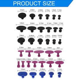 Car Dent Repair Tool Dent Tabs, Including 18 Pack Black Tabs + 12 Pack Pink Tabs + 20 Pack Blue Tabs, Traceless Repair Puller,Suitable for Hail Damage, Scratch Repair, DIY, Repair Shop