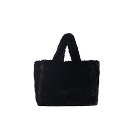 Ulisty Women's Autumn Winter Large Plush Tote Bag Fluffy Handbag Hobo Bag Handbag, black, Minimal
