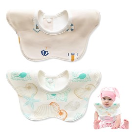 CATOR Pack of 2 Baby Bibs with Press Stud, Soft Absorbent and Waterproof Neckerchiefs, Drool Bibs, Burp Cloths Baby with Press Stud for Baby Boys and Girls Toddlers