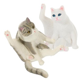 KONTONTY 2pcs Realistic Cat Figurine Decorative Small Cat Ornaments for Desktop Garden Decor Vivid Kitten Sculptures Lightweight