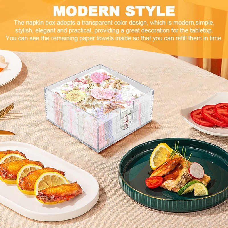 Acrylic Cocktail Napkin Holder for Table Clear Guest Towel Holder