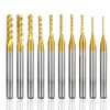 Bestgle 10Pcs 0.8-3.175mm Tungsten Carbide Titanium Coat End Mill Engraving