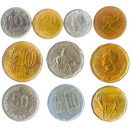 10 Old Coins from Argentina. Collectible Coins South America Argentine PESOS. Perfect Choice for Your Coin Bank, Coin Holders and Coin Album