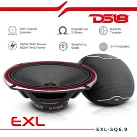 DS18 EXL-SQ6.9 6x9 Car Speakers High Sound Quality Glass Fiber 2-Way Coaxial with Sleek Compact Design Providing Superior Bass Response, 560 Watts - Set of 2 (Renewed)
