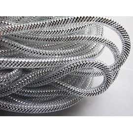 YYCRAF 13.5 Metres(15y) Solid Mesh Tube Deco Flex for Wreaths Cyberlox CRIN Crafts 8mm 3/8-Inch(Silver)