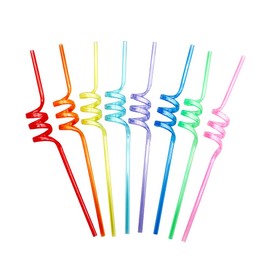 GSHLLO 10 Pcs Plastic Spiral Drinking Straws Reusable Ice Cream Straws Colorful Party Straws Cocktail Juice Drinks Straws Party Favors Supplies for Kids Adults