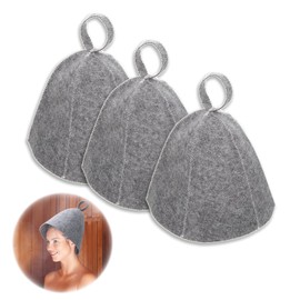 Sauna Hat Felt Sauna, 3 Pieces Grey Sauna Hat, Sauna Hat Felt Cap, Felt Cap, Portable Sauna Hat for Men and Women, Felt Sauna Hat, Sauna Cap, Sauna Hat Made of Wool Felt Against Heat