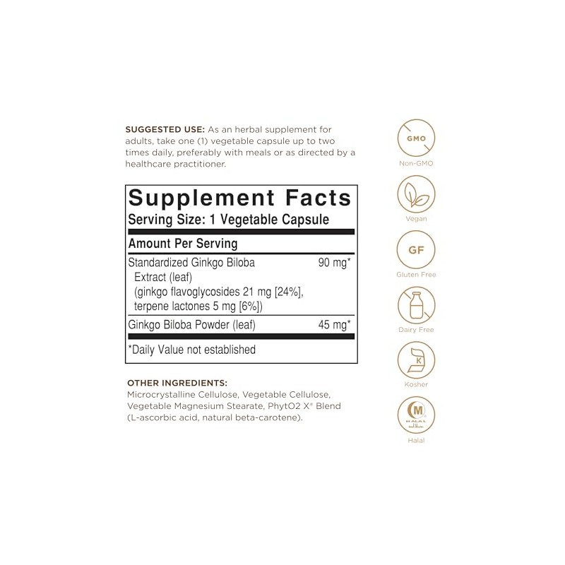 Solgar Ginkgo Biloba Leaf Extract - 180 Vegetable Capsules -