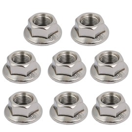 TOP-VIGOR 8Pcs M10 x 1.25mm Fine Thread Flange Nuts, 304 Stainless Steel Hex Lock Nuts, Threaded External Hex Flange Nut for Automotive, Machinery, DIY Projects