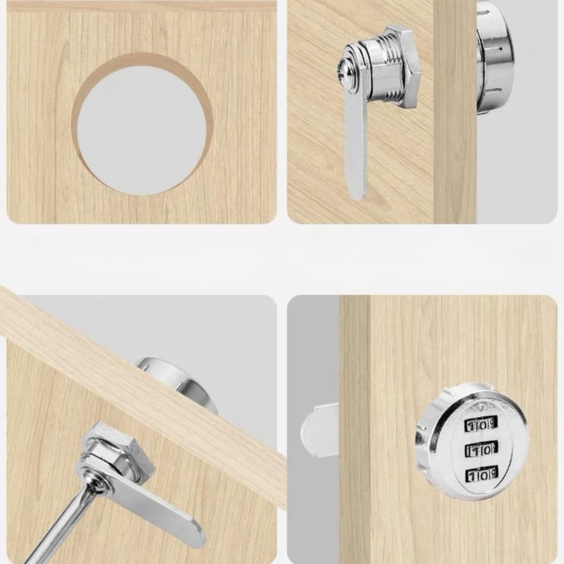 AUNMAS Cabinet Coded Lock, Stainless Steel Silver 3 Digit Code